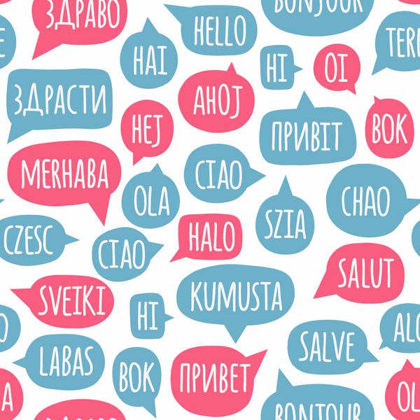 الگوی بدون درز با حباب های گفتاری با کلمه سلام در زبان های مختلف