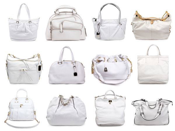 مجموعه ای از کیف های زنانه سبک در زمینه سفید 12 عدد