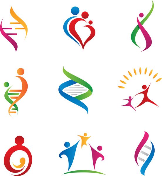 نماد اجتماعی روابط خانوادگی و وکتور عشق لوگوی DNA