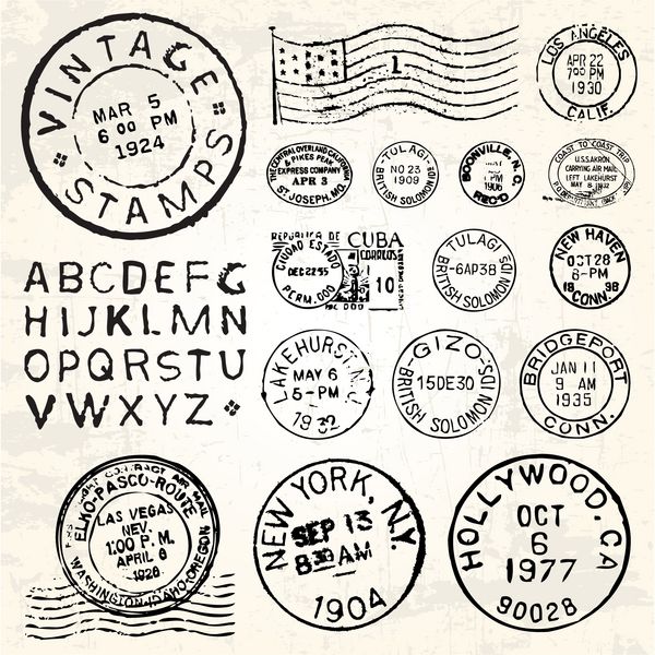 مجموعه تمبر پستی وکتور عالی برای طرح های قدیمی