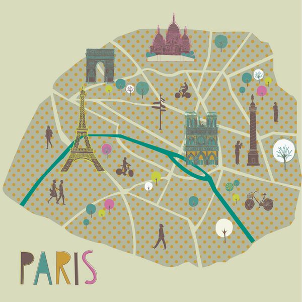طراحی کارت پستال نقشه پاریس