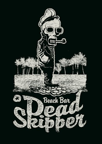 کاپیتان مرده طرح رترو برای چاپ پوستر یا تی شرت با لوله سیگار کشیدن اسکلت ملوان تصاویر وکتور فونت ها و بافت های قدیمی