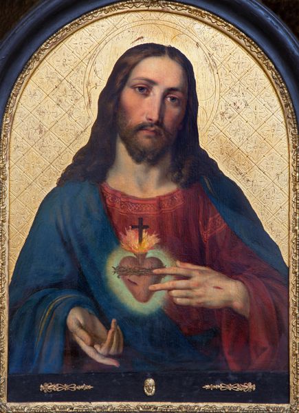 وین - 27 ژوئیه قلب نقاشی عیسی از محراب کناری کلیسای oque maria treu از قرن 18 در 27 ژوئیه 2013 وین