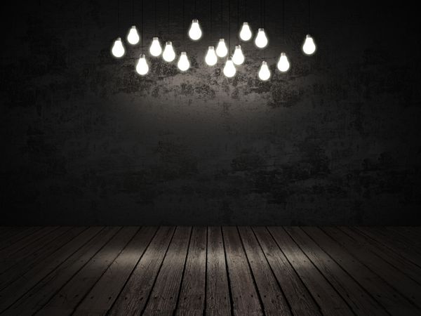 فضای داخلی تاریک با لامپ