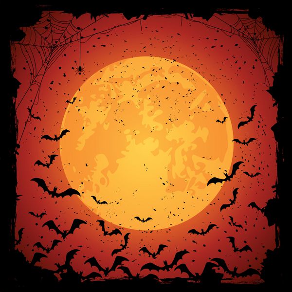 شب هالووین پس زمینه گرانج با ماه و خفاش تصویر