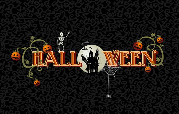 هالووین متن ماه کامل شبح وار خانه خالی از سکنه فایل وکتور به صورت لایه لایه برای ویرایش آسان سازماندهی شده است