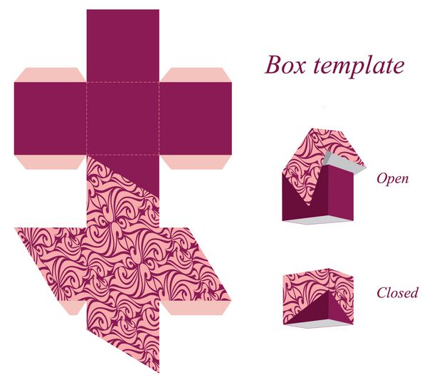 قالب جعبه مربعی جالب با درب و الگوی بدون درز وکتور