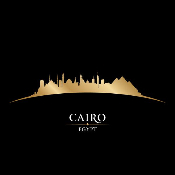 سیلوئت خط افق شهر قاهره مصر وکتور
