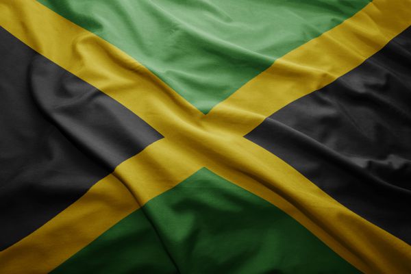 اهتزاز پرچم رنگارنگ جامائیکا