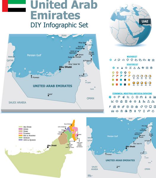 نقشه های امارات متحده عربی با نشانگر