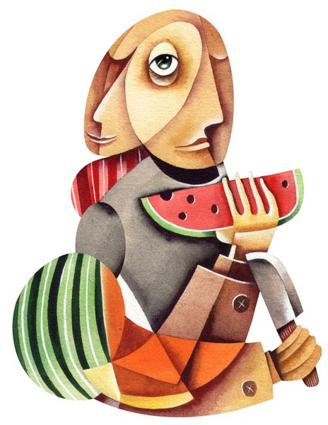 مردی با یک تکه هندوانه