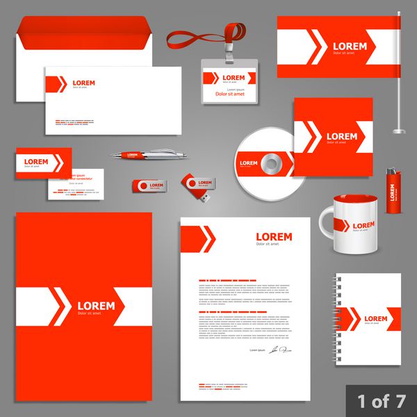 طراحی قالب لوازم التحریر با فلش قرمز اسناد برای تجارت