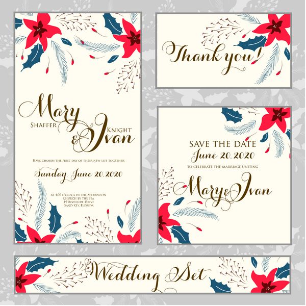دعوت نامه عروسی کارت تشکر کارت های تاریخ را ذخیره کنید ست عروسی کارت rsvp