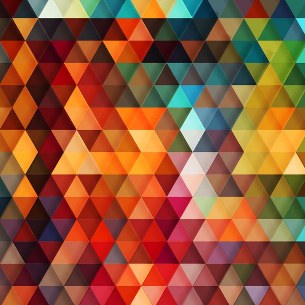 الگوی رترو مثلثی از اشکال هندسی بنر موزاییک رنگارنگ