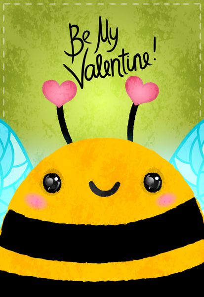 کارت شاد زنبور کارتونی زیبا با قلب