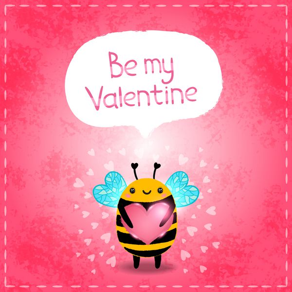 کارت شاد زنبور کارتونی زیبا با قلب
