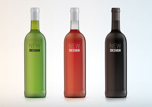 مجموعه ای از وکتور بطری های سفید رز و قرمز برای طراحی جدید