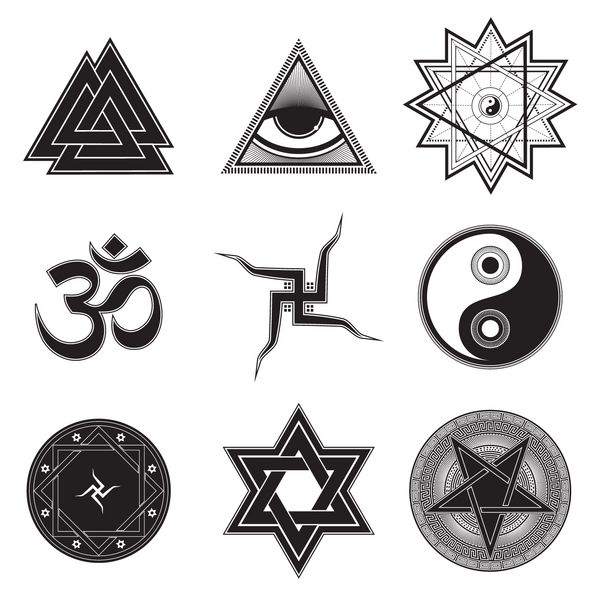 نه نماد مذهبی مختلف