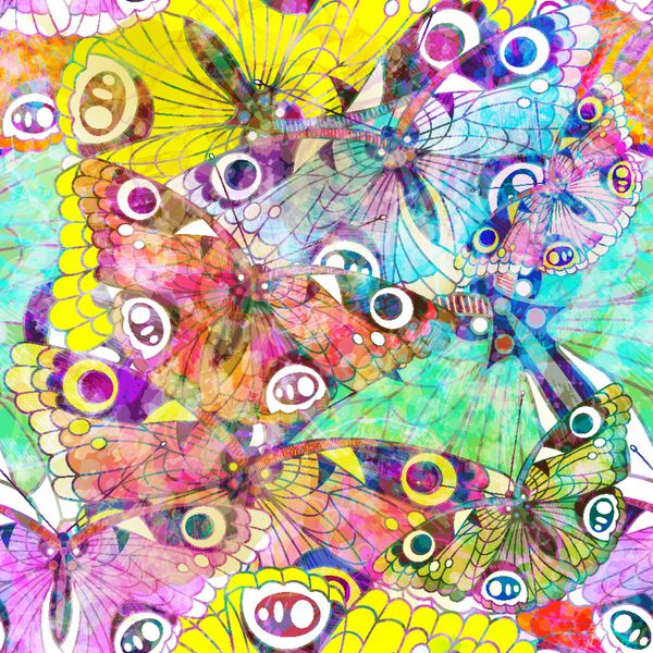 الگوی بدون درز با پروانه های رنگارنگ تصاویر وکتور 
