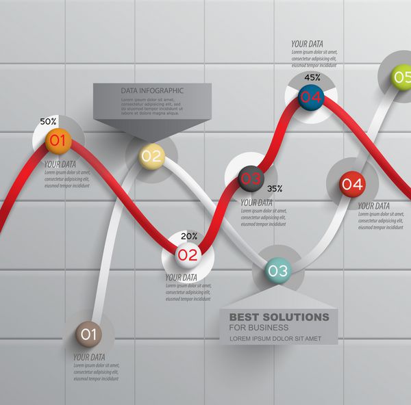 اینفوگرافیک انتزاعی شاخص های ارائه داده های الگو وکتور طراحی خلاقانه