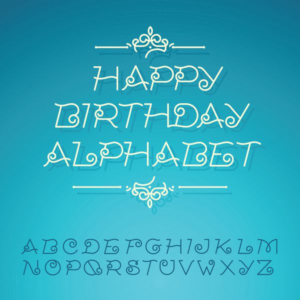 حروف الفبای دستی طراحی کارت تبریک تولد وکتور