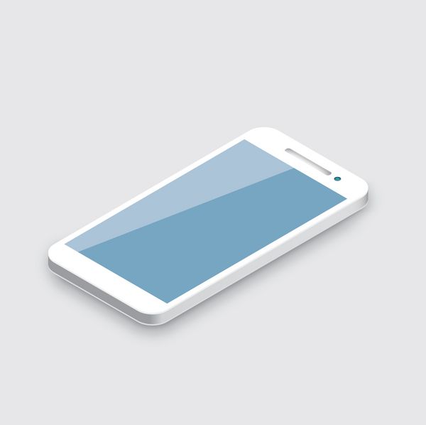 تلفن همراه جدا شده روی سفید وکتور گوشی هوشمند سه بعدی سفید واقعی