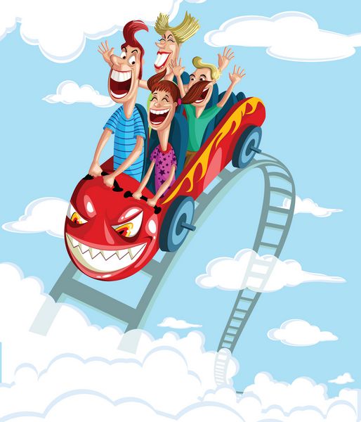 خانواده شادی که از سواری سرگرم کننده در ترن هوایی لذت می برند