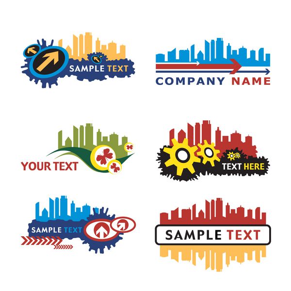 مجموعه ای از لوگوها و نمادهای خط افق شهر