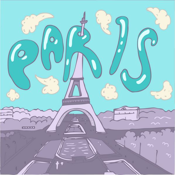 تصاویر وکتور پس زمینه عاشقانه در پاریس طراحی دستی