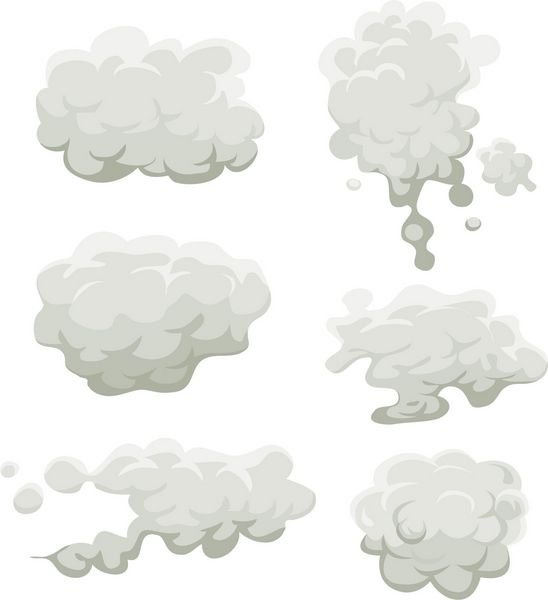 مجموعه دود مه و ابرها تصویر مجموعه ای از ابرهای کارتونی الگوهای دود و نمادهای مه