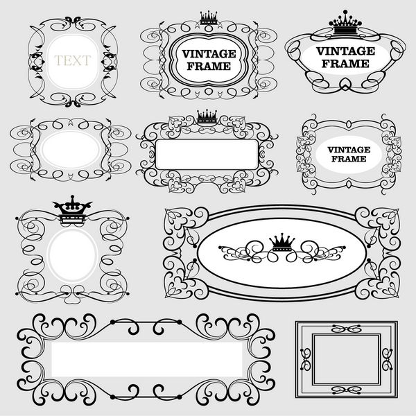 مجموعه قاب های تزئینی خوشنویسی حاشیه بنر برچسب مجموعه عناصر دکوراتیو وینتیج به سبک ویکتوریایی و اوکی وکتور