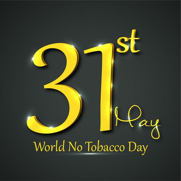 طرح پوستر بنر یا بروشور روز جهانی بدون دخانیات با متن طلایی 31 می در پس زمینه خاکستری