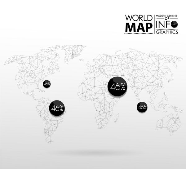 پس زمینه نقشه جهان به سبک چند ضلعی عناصر مدرن گرافیک اطلاعاتی نقشه جهان