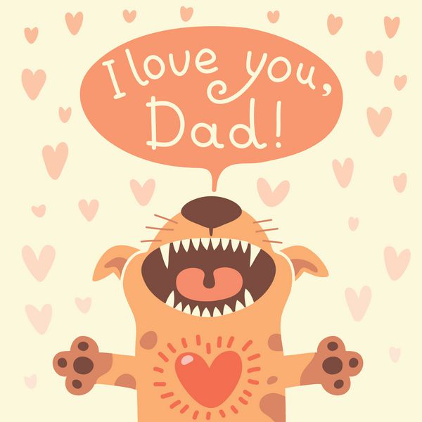 کارت تبریک روز پدر با یک توله سگ خنده دار وکتور
