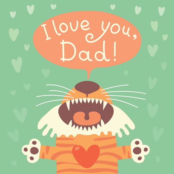 کارت تبریک روز پدر با توله ببر خنده دار وکتور