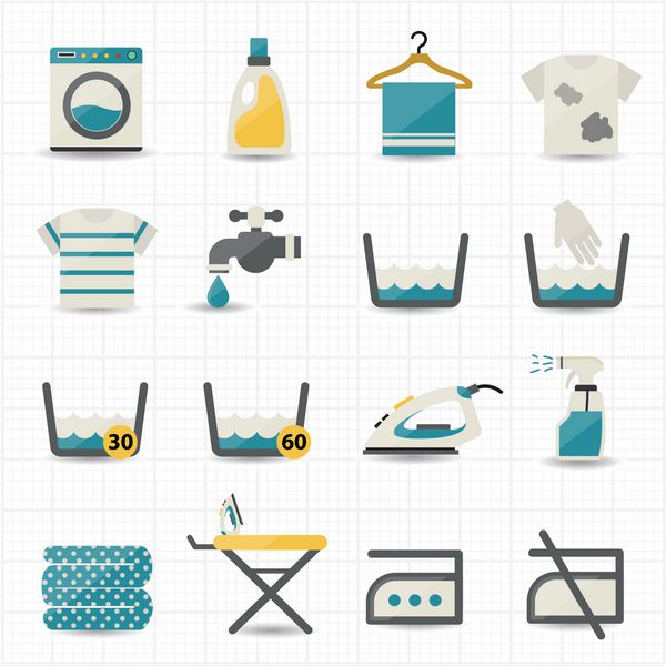 نمادهای لباسشویی و شستشو