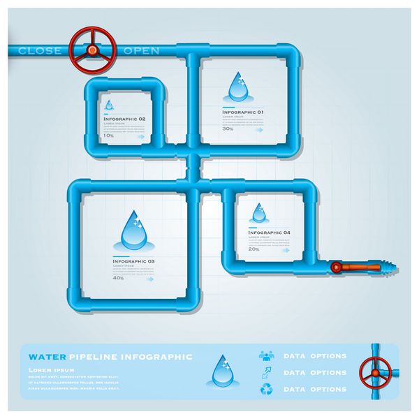 الگوی طراحی اینفوگرافیک تجاری خط لوله آب