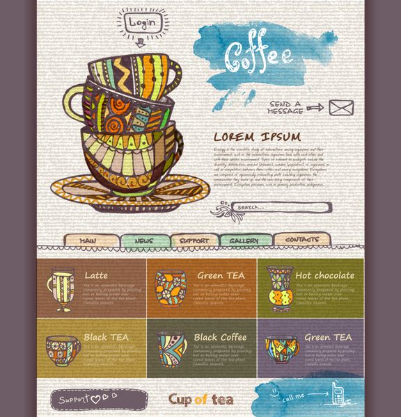 قالب طراحی سایت فنجان قهوه تزئینی