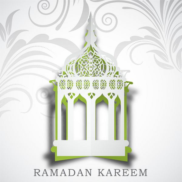 فانوس عربی پیچیده روی طرح گل تزئین شده پس زمینه خاکستری برای ماه مبارک جامعه مسلمانان رمضان کریم