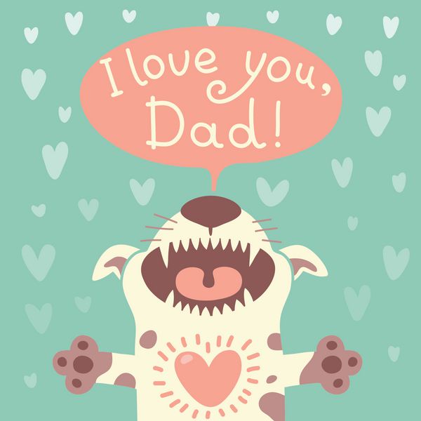 کارت تبریک روز پدر با یک توله سگ خنده دار وکتور