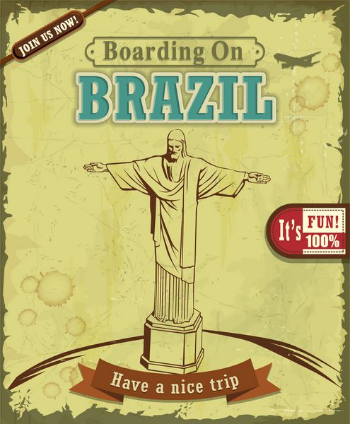 طراحی پوستر سفر برزیل قدیمی