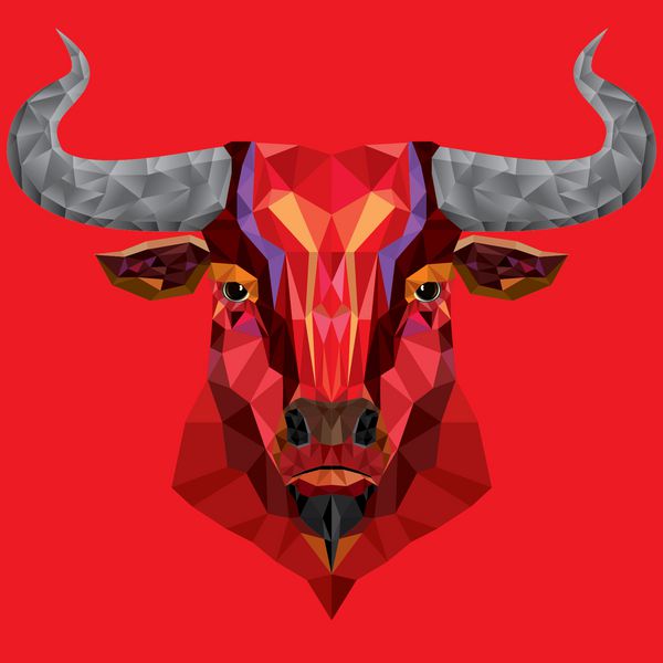 سر گاو قرمز با الگوی هندسی- وکتور