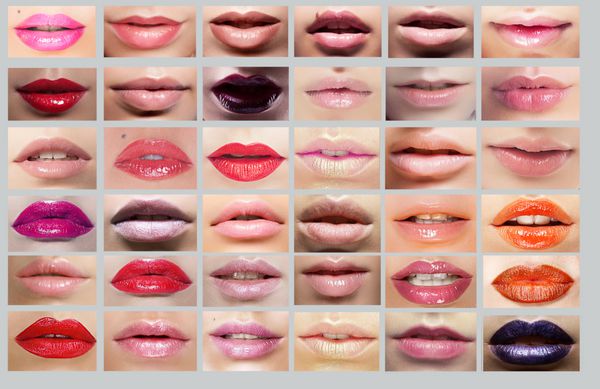 رژ لب تنوع زیاد لب های زنانه مجموعه ای از دهان های رنگارنگ