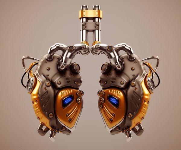 اندام داخلی رباتیک مصنوعی - ریه های فولادی با سنسور سیستم های پروتکل ریه