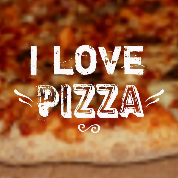 وکتور با پس زمینه پیتزا تار و عبارت من عاشق پیتزا هستم قالب طراحی