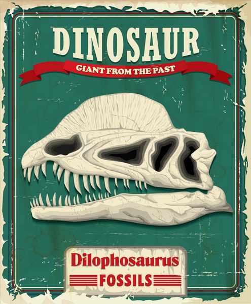 طراحی پوستر دایناسور دیلوفوسور قدیمی