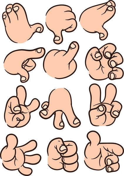 دست های کارتونی تصویر وکتور کلیپ آرت هر کدام در یک لایه جداگانه