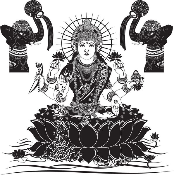 تصویر وکتور الهه لاکشمی هندی