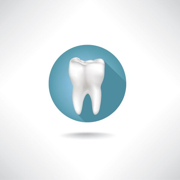 نماد دندان دکمه وب نماد وکتور دندان جدا شده در پس زمینه سفید