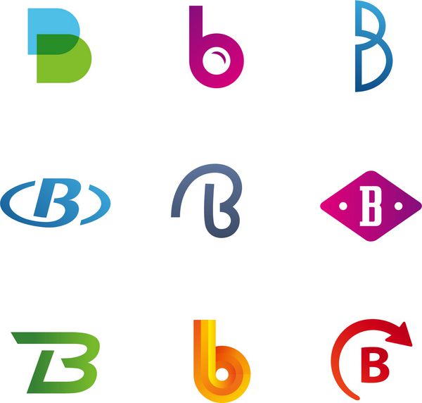 مجموعه ای از المان های قالب طراحی نمادهای آرم حرف b مجموعه ای از علائم برداری